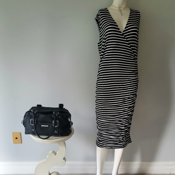 Mossimo Striped Wrap Maxi Dress Size L - Picture 1 of 13